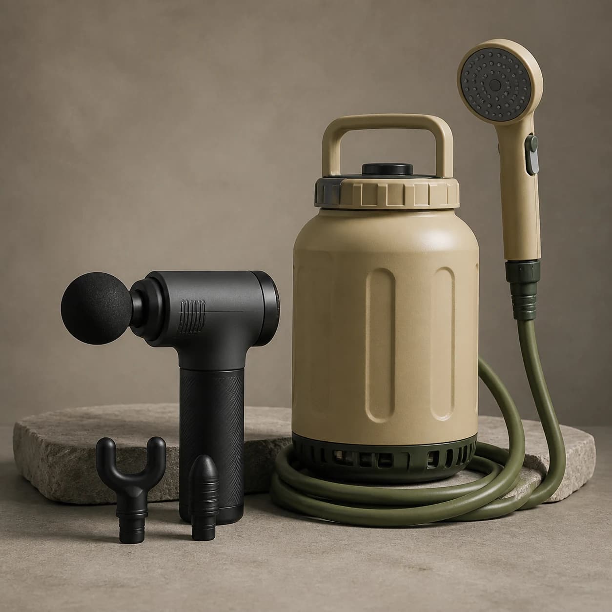 Sand portable shower reservoir with handheld shower head
