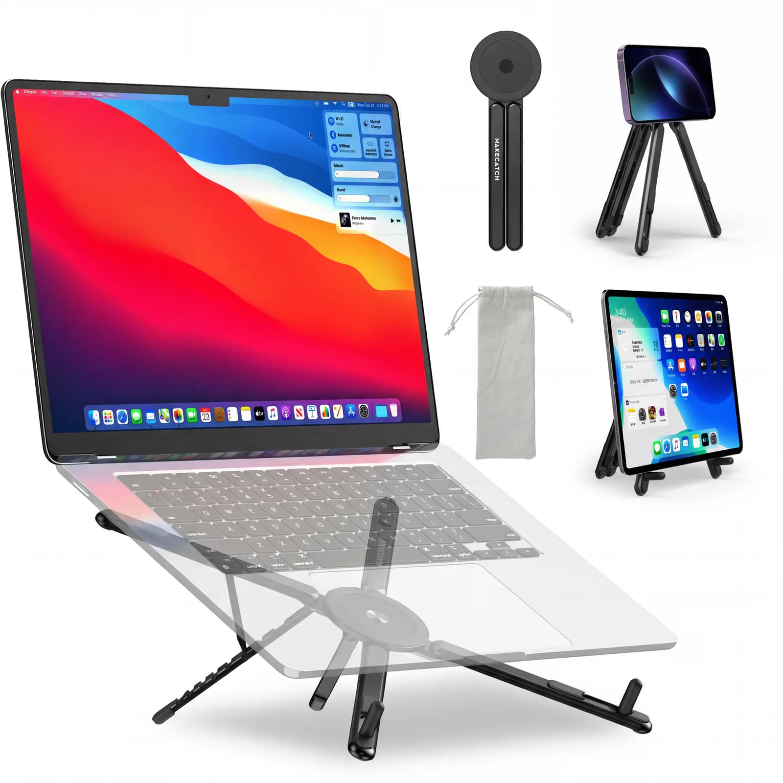 E05 3-in-1 Laptop Stand in Black
