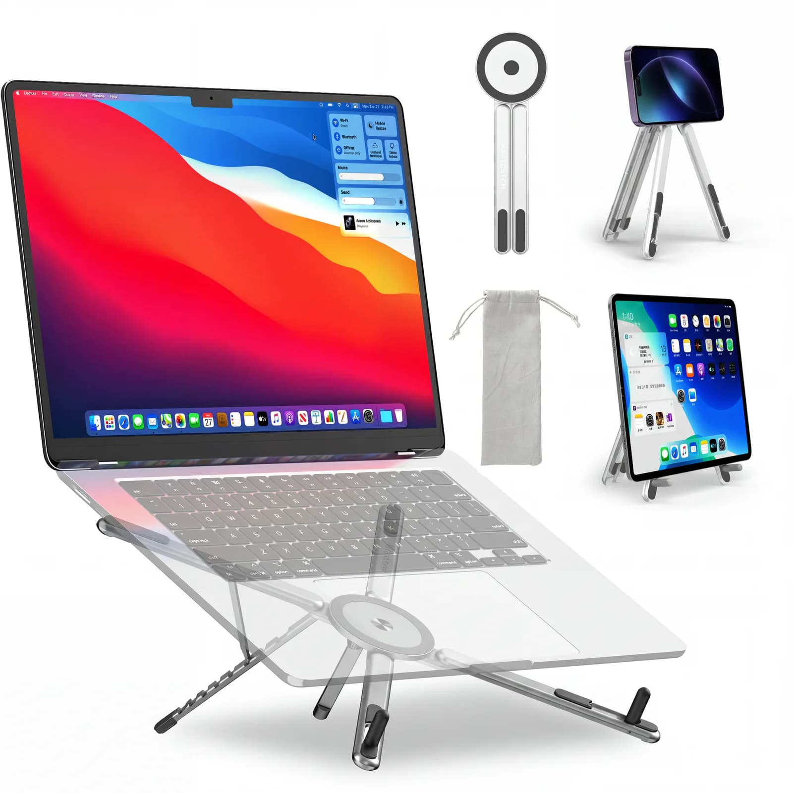 E05 3-in-1 Laptop Stand in Silver